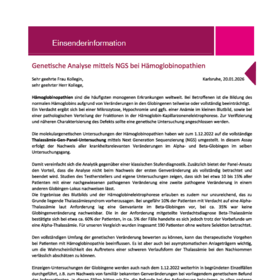 Januar: Genetische Analyse mittels NGS bei Hämoglobinopathien