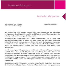 Juni: Information Affenpocken