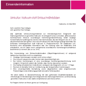 Mai: Urinkultur: Nativurin statt Eintauchnährböden