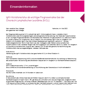 Juni: IgHV-Mutationsstatus als wichtiger Prognosemarker bei der Chronisch-Lymphatischen Leukämie (B-CLL)