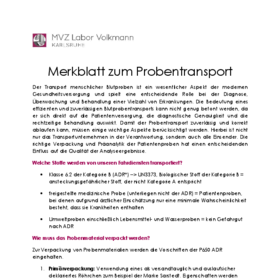 Merkblatt zum Probentransport