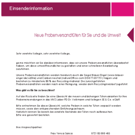 Juni: Neue Probenversandtüten für Sie und die Umwelt