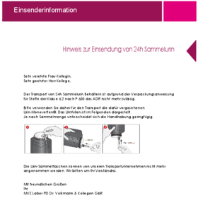 Transport von Sammelurin