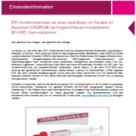 September: ESR1-Mutationsnachweis aus einer Liquid Biopsy vor Therapie mit Elacestrant (ORSERDU) bei fortgeschrittenem/metastasierten ER+/HER2- Mammakarzinom
